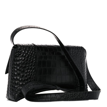 Balenciaga Extra Supple Calfskin Crocodile Embossed Monochrome XS Downtown Shoulder Bag Black 3 of 10