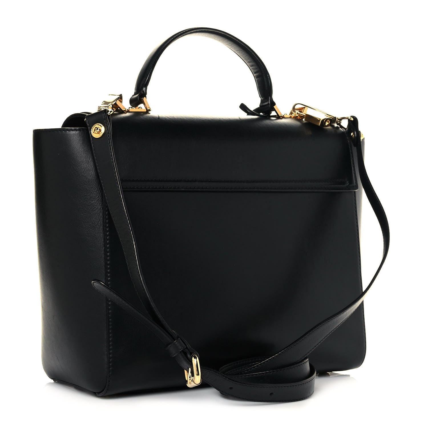 Versace Calfskin Signature Satchel Black 4 of 16