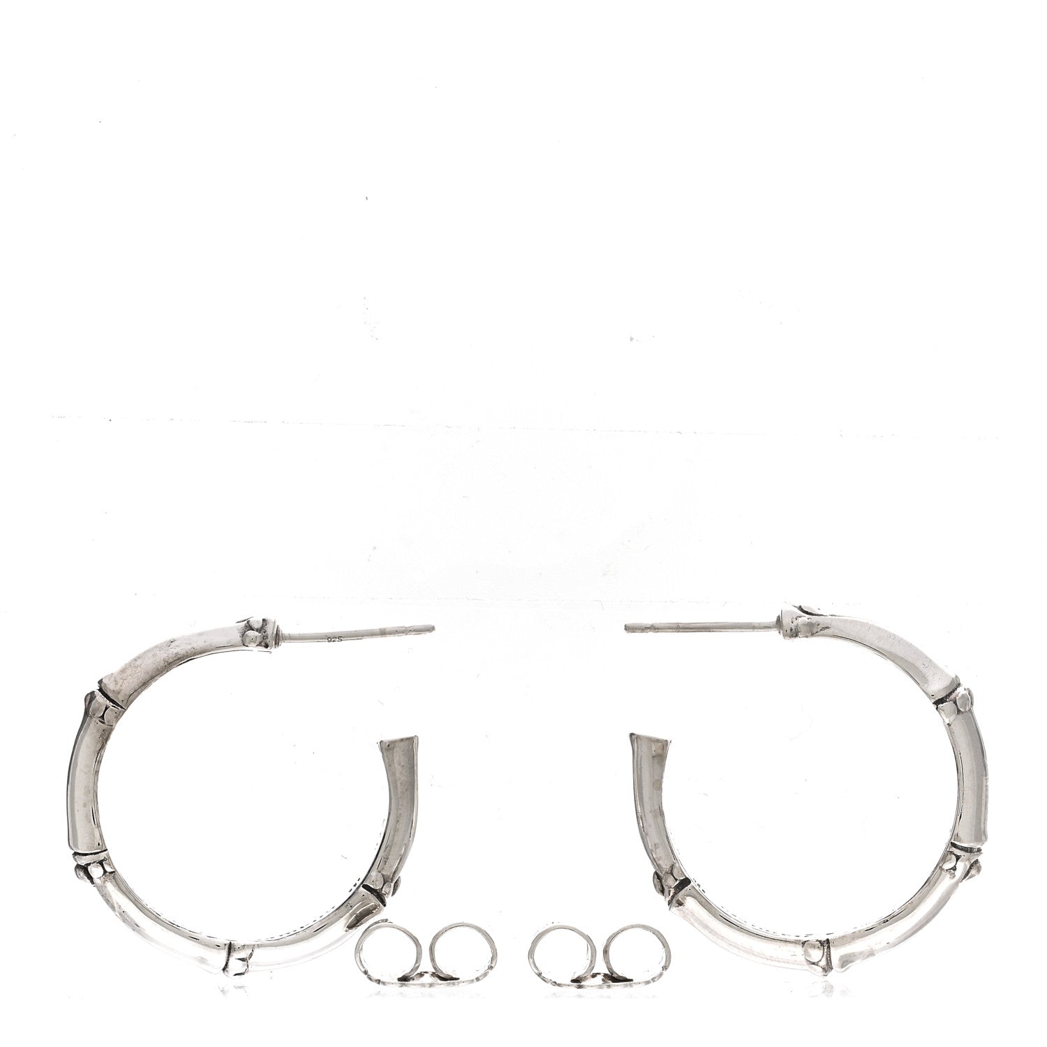 John Hardy Sterling Silver Small Bamboo Hoop Earrings 3 of 5
