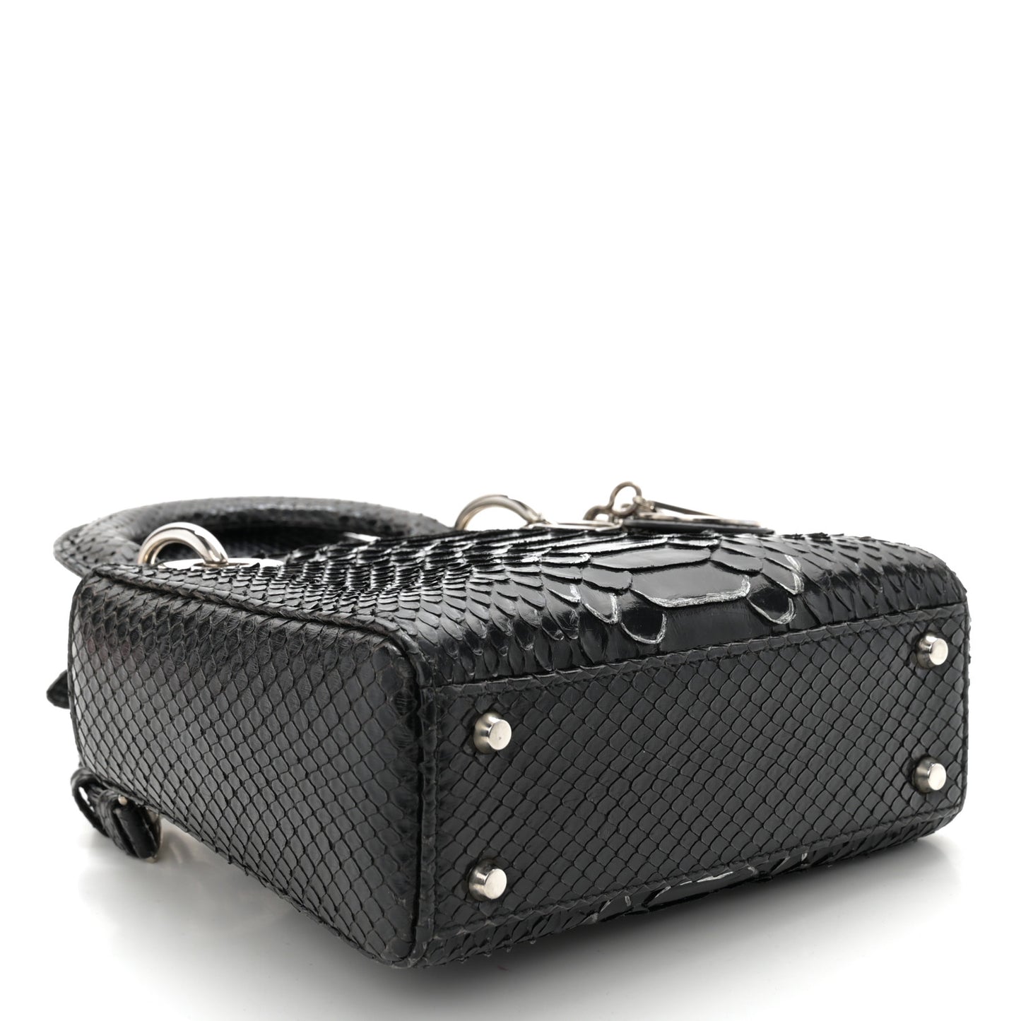 Snakeskin Mini Lady Dior Black