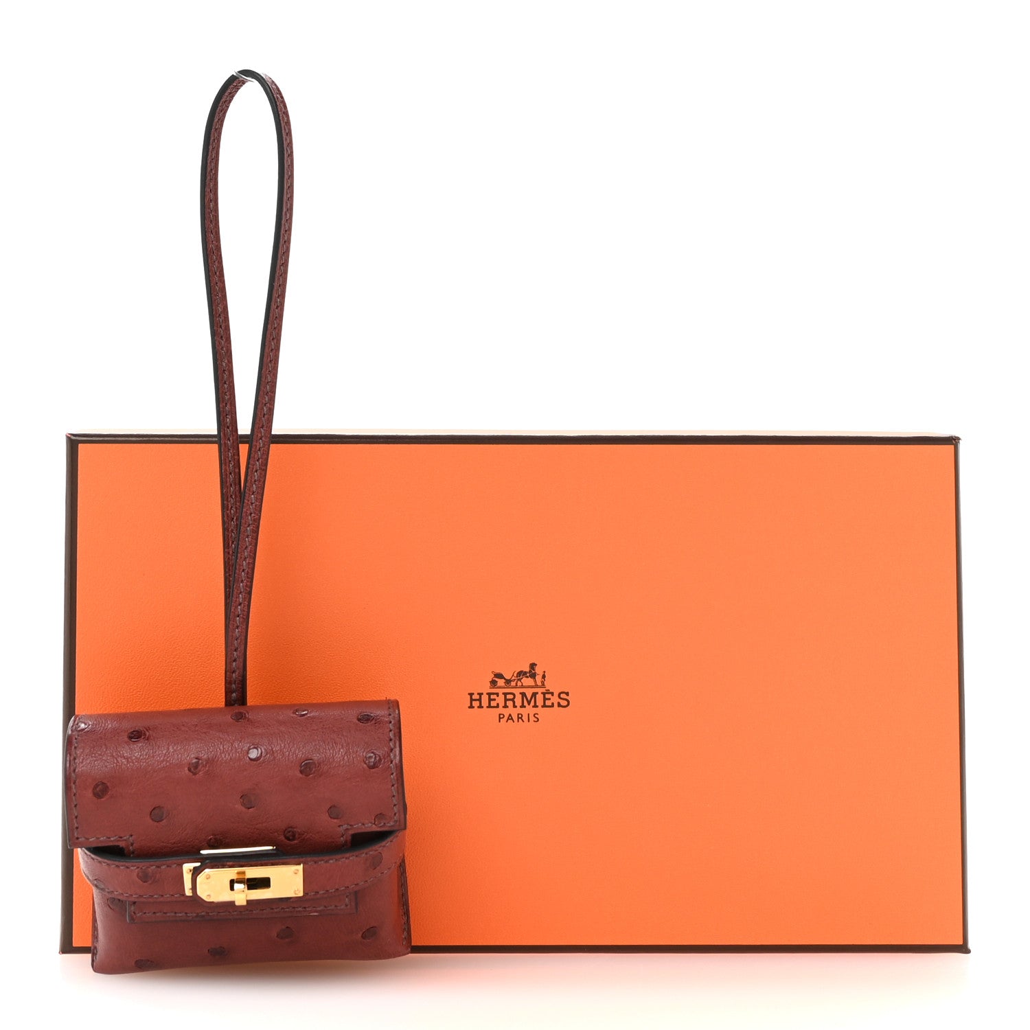 Hermes Ostrich Kelly Festival Bag Charm Rouge H 6 of 6