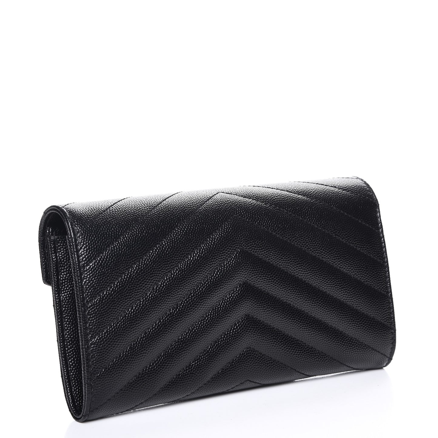 Grain De Poudre Matelasse Chevron Monogram Flap Wallet Black