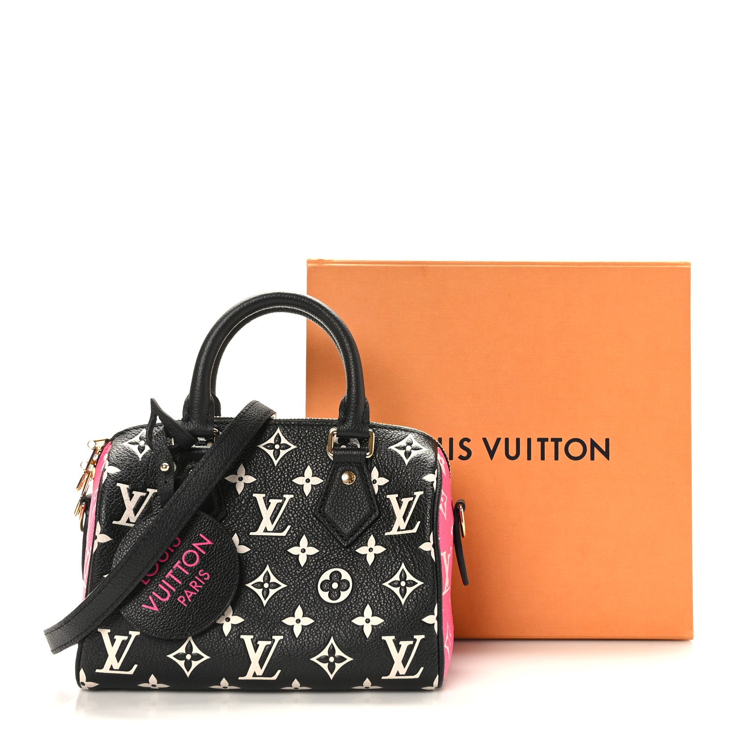 Louis Vuitton Empreinte Monogram Spring in the City Speedy Bandouliere 20 Black White Pink 9 of 9