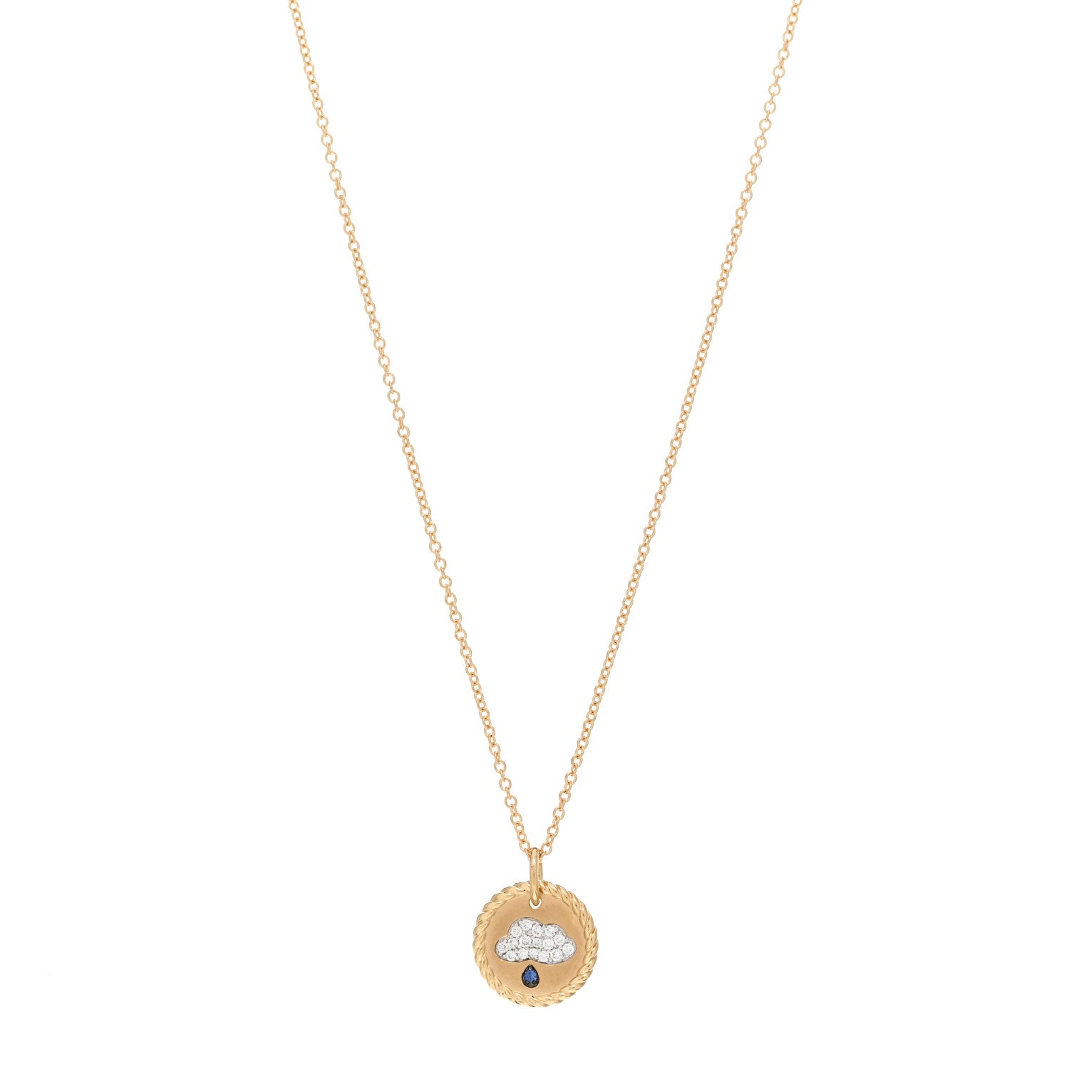David Yurman 18K Yellow Gold Diamond Sapphire Cable Collectables Cloud Charm Pendant Necklace 1 of 3