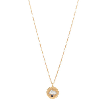 David Yurman 18K Yellow Gold Diamond Sapphire Cable Collectables Cloud Charm Pendant Necklace 1 of 3