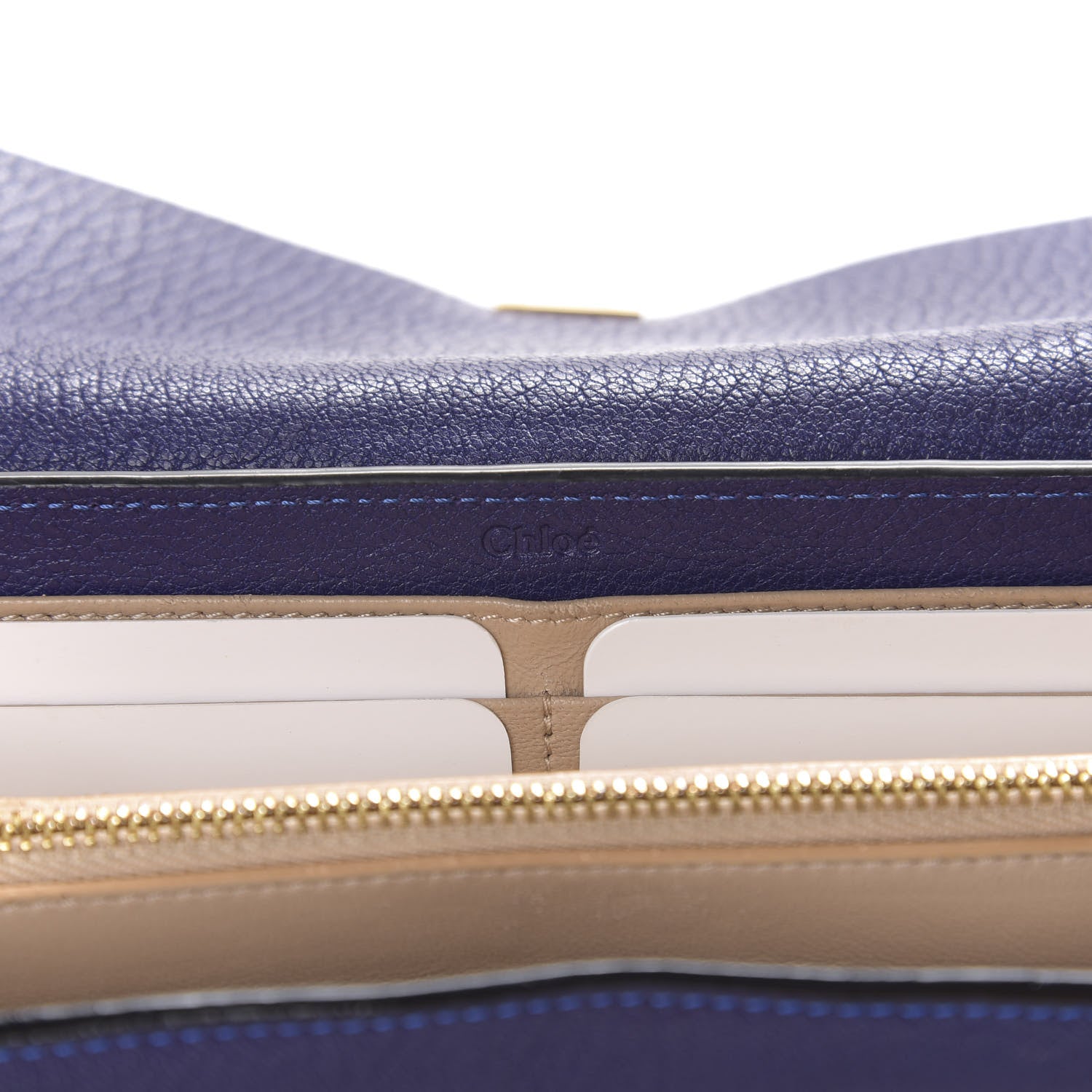 Chloe Grained Lambskin Drew Long Wallet with Flap Storm Blue 5 of 8