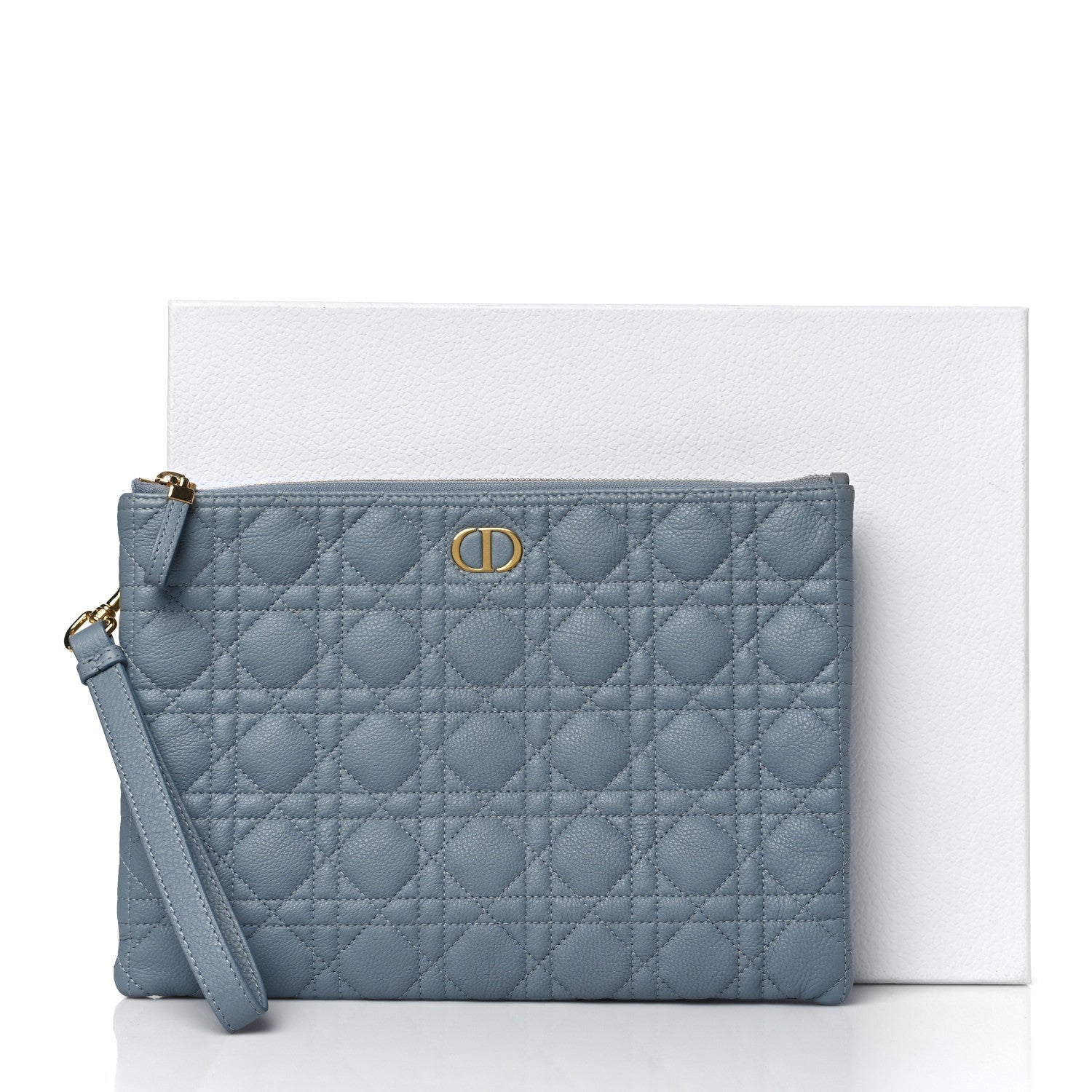 Christian Dior Supple Calfskin Cannage Large Caro Daily Pouch Cloud Blue 11 of 11