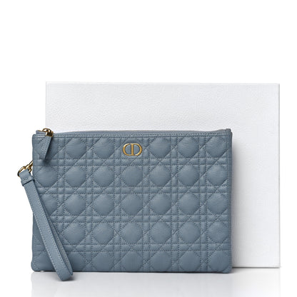 Christian Dior Supple Calfskin Cannage Large Caro Daily Pouch Cloud Blue 11 of 11