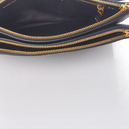 Miu Miu Goatskin Bandoliera Madras Double Zip Crossbody Bag Nero Black 5 of 9