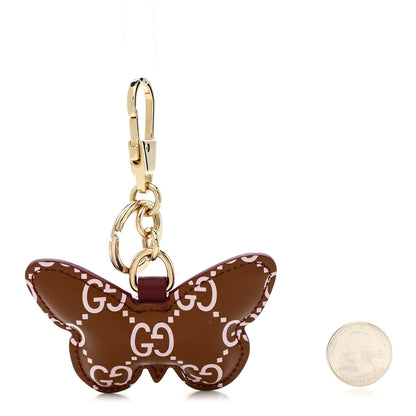Gucci Calfskin GG Butterfly Keychain Brown Pink 2 of 4
