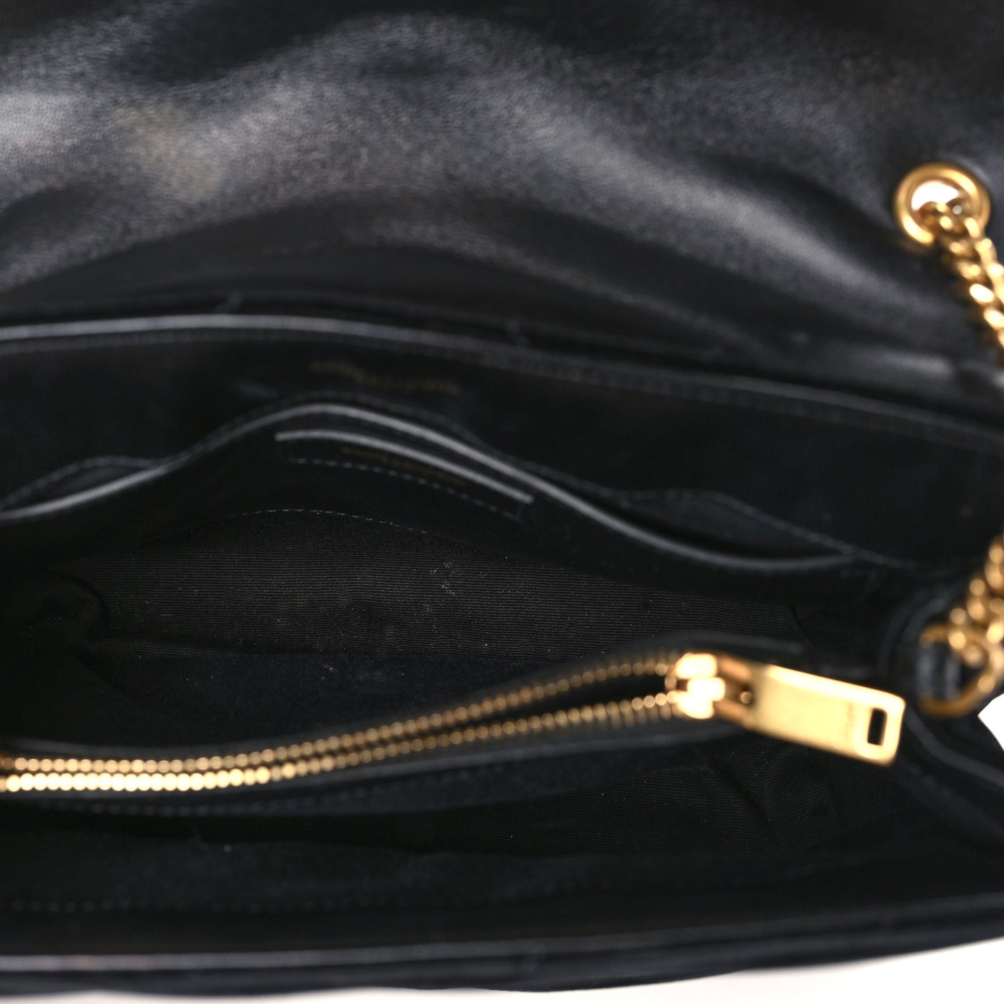 Velvet Y Quilted Monogram Small Loulou Chain Satchel Black