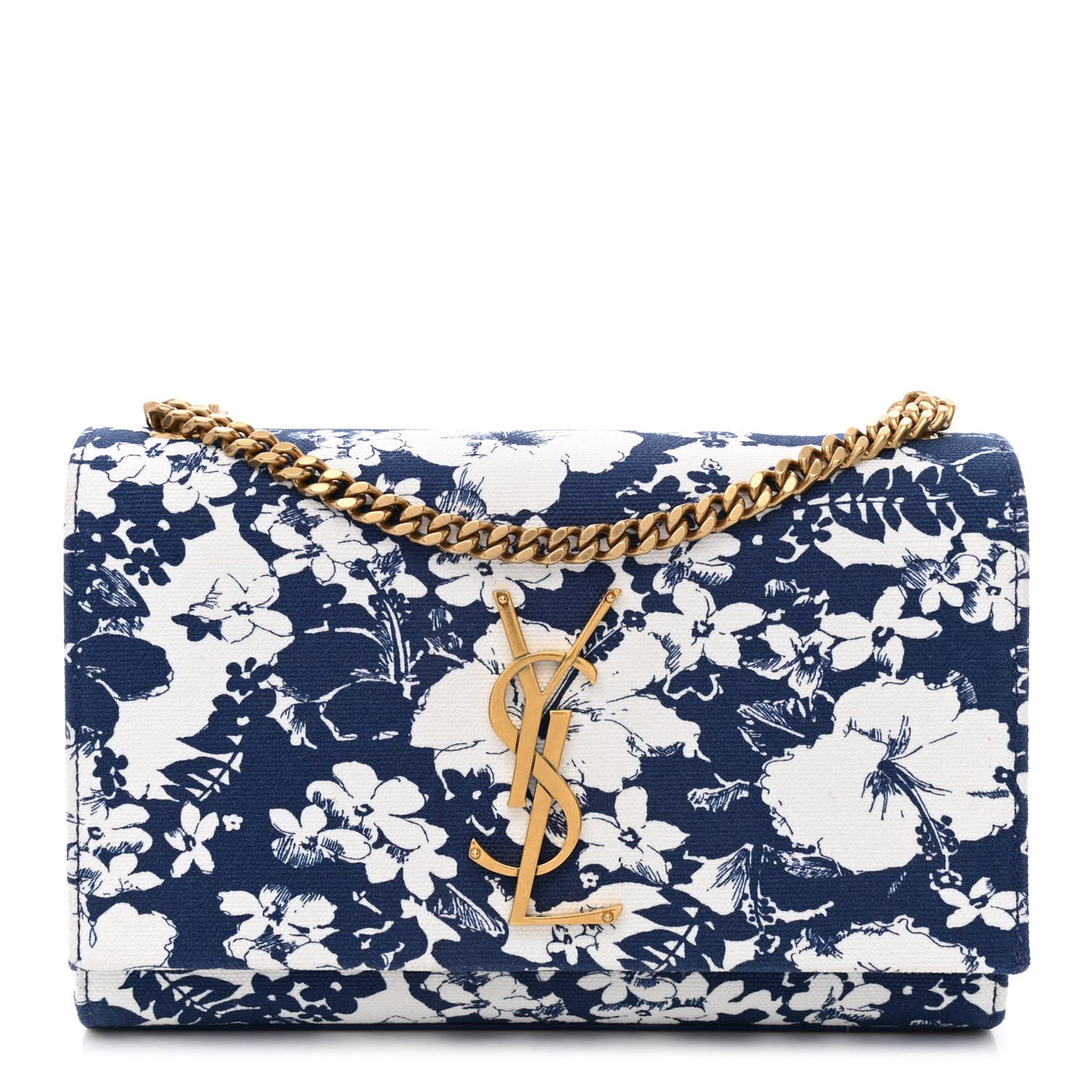 Canvas Small Monogram Hibiscus Print Kate Satchel Blue