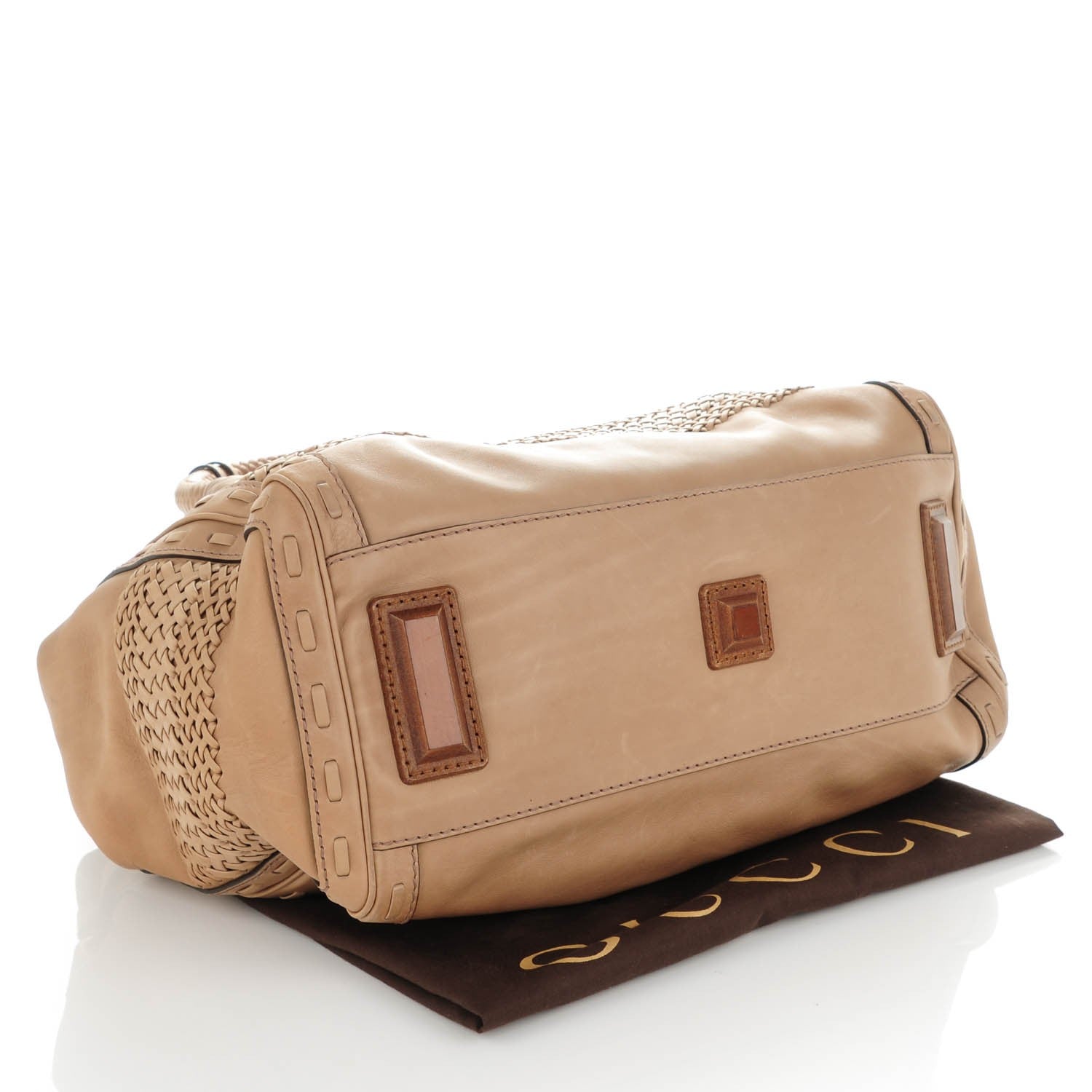 Gucci Leather Handmade Large Top Handle Bag Taupe 4 of 11