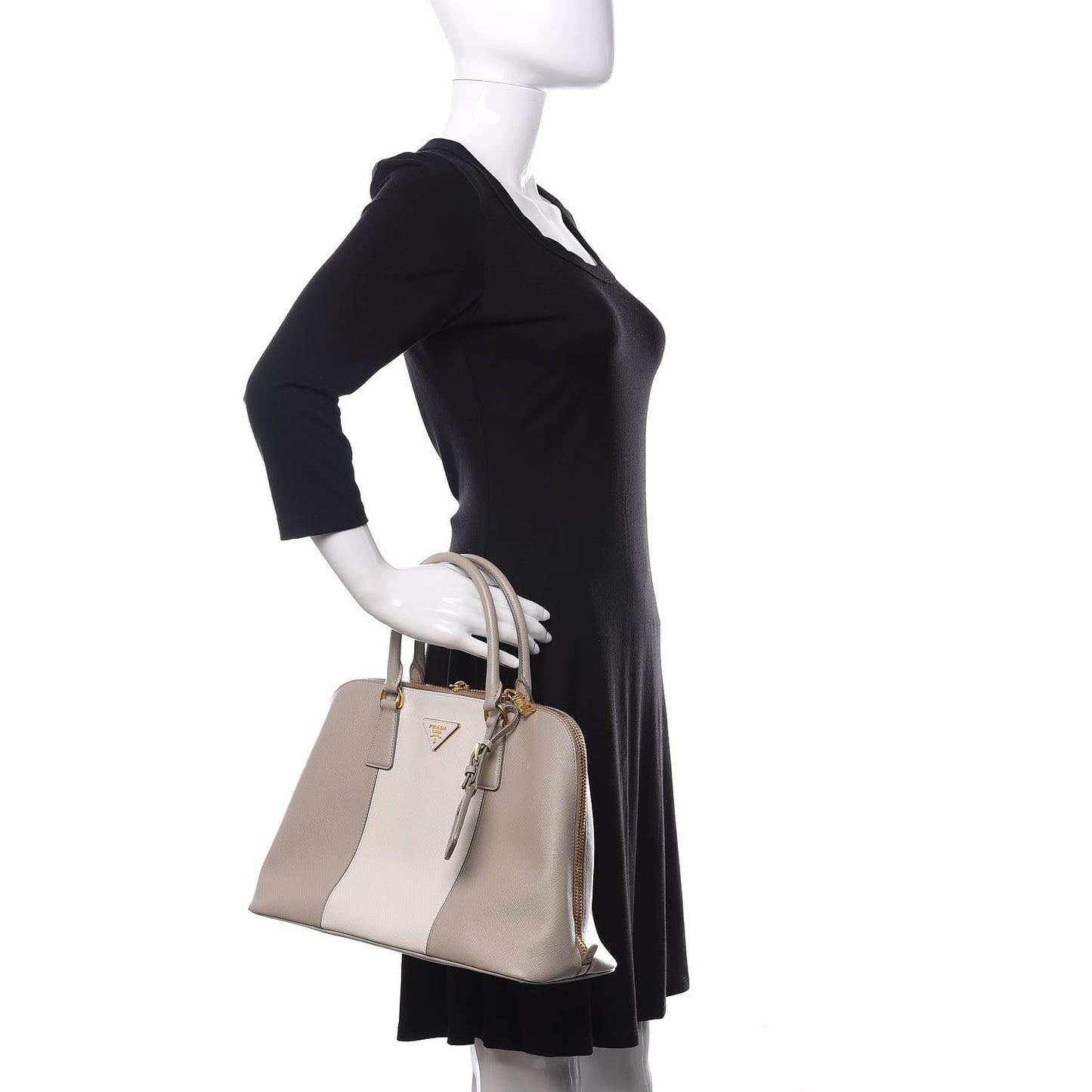 Saffiano Lux Bi-Color Promenade Tote Talco Pomice