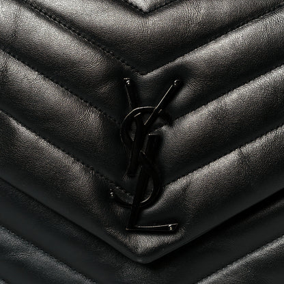 Saint Laurent Calfskin Y Quilted Monogram Monochrome Medium Loulou Chain Satchel Black Black 9 of 11
