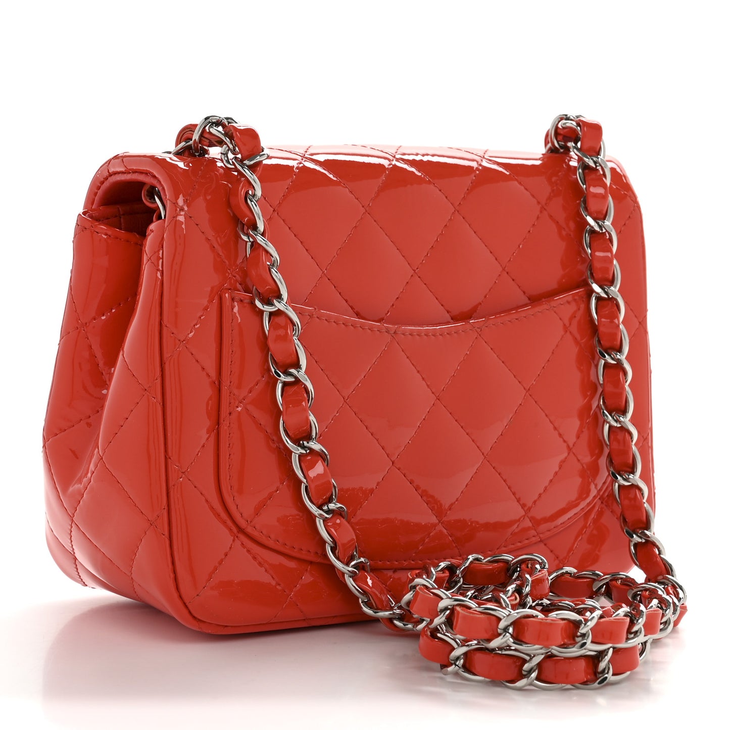Patent Quilted Mini Square Flap Orange