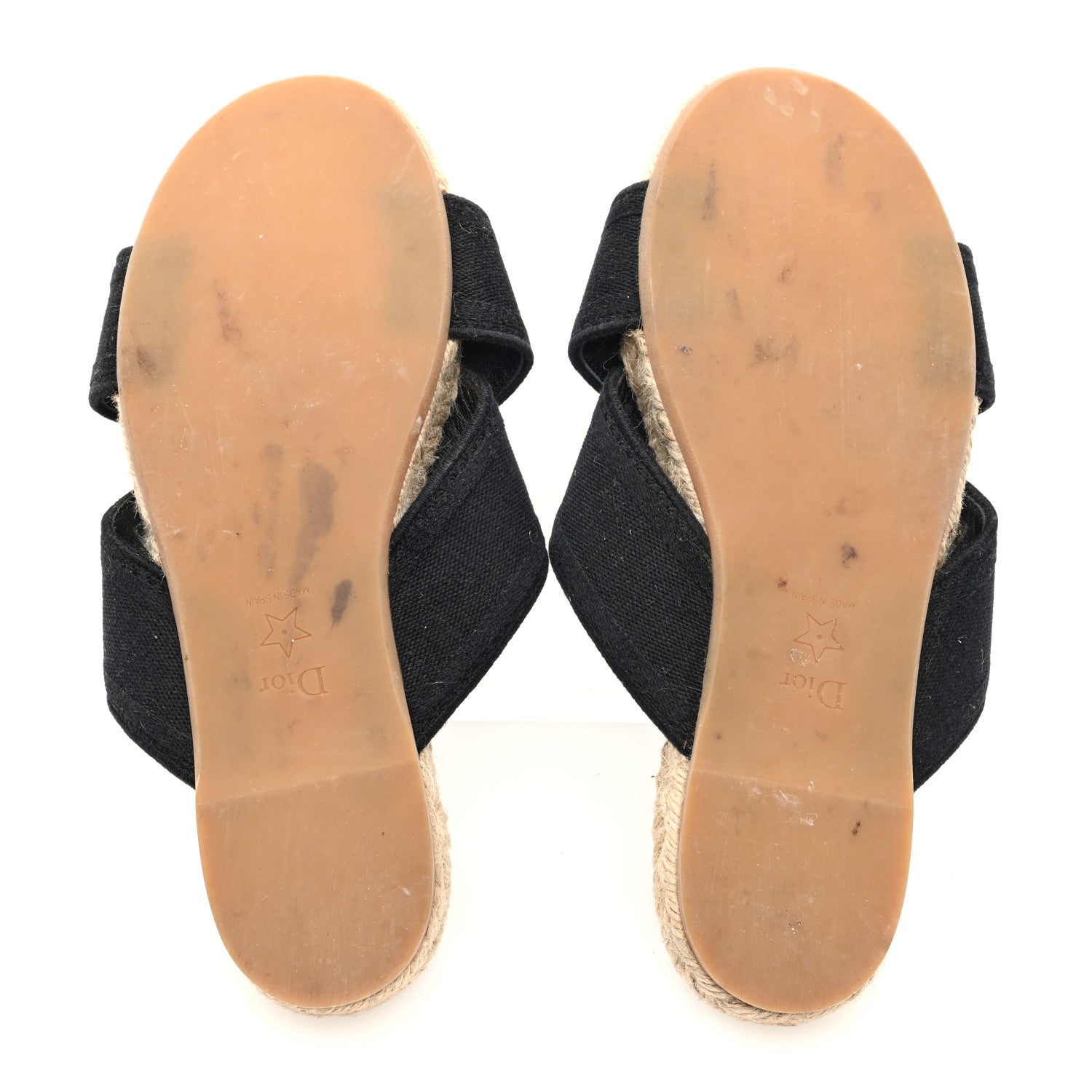 Christian Dior Canvas Embroidered Granville Espadrille Crisscross Flat Slide Sandals 38 Black 6 of 8