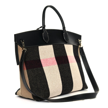 Burberry Calfskin Wool Cashmere Vintage Check Medium Society Tote Archive Beige 3 of 11