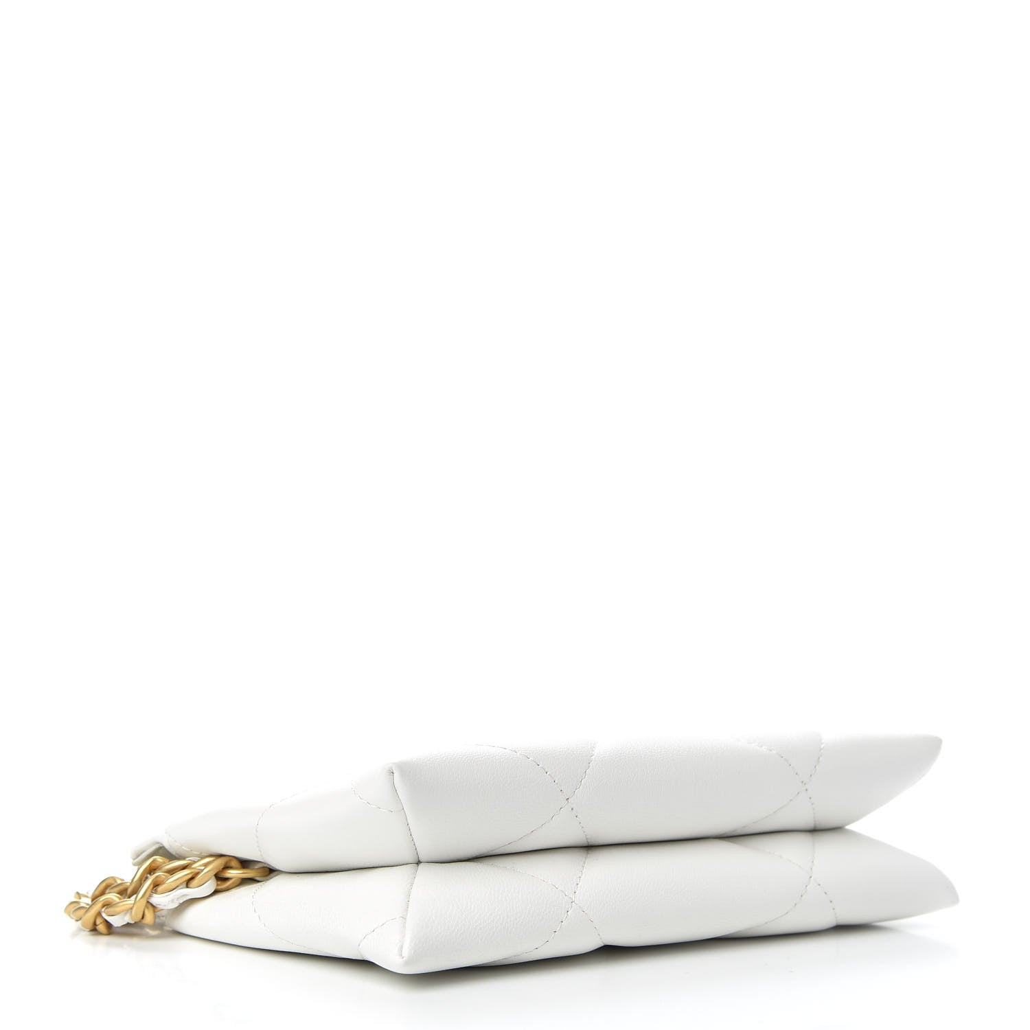 Chanel Shiny Goatskin Quilted Chanel 19 Small Pouch With Handle White 4 of 8