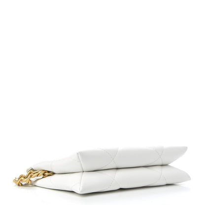 Chanel Shiny Goatskin Quilted Chanel 19 Small Pouch With Handle White 4 of 8