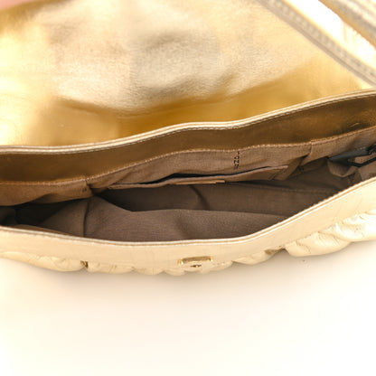 Fendi Metallic Calfskin FF Embossed Small Chef Shoulder Bag Gold 5 of 9