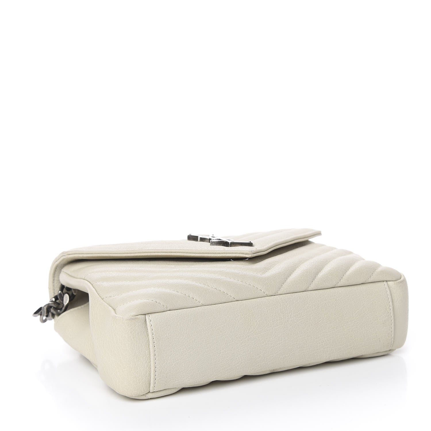 Saint Laurent Sheepskin Matelasse Chevron Monogram Medium College Bag Dove White 5 of 17