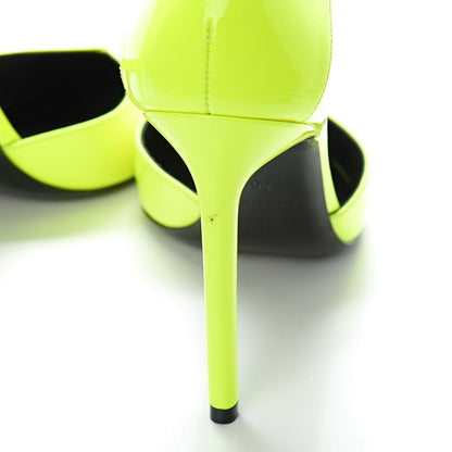 Saint Laurent Patent Anja 105 Ankle Strap Pointed Pumps 39 Fluo Yellow 5 of 10