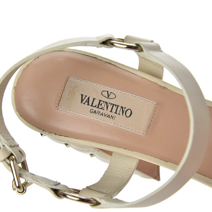 Valentino Garavani Calfskin Nappa Rockstud Spike 90mm Ankle Strap Sandals 36 Ivory 6 of 21