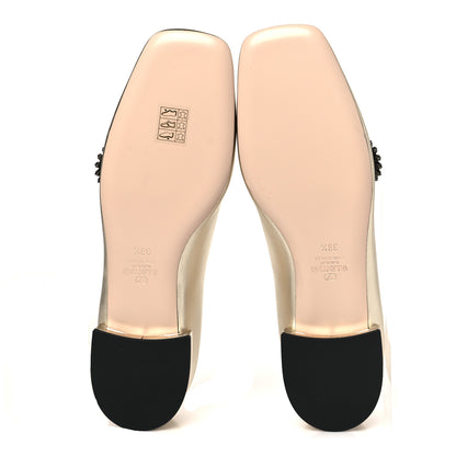 Valentino Garavani Metallic Kidskin Jewel Button Mary Jane Flats 38.5 Gold Pink 6 of 9