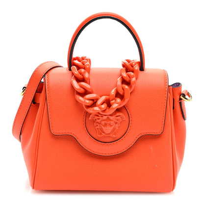 Versace Grained Calfskin Small La Medusa Top Handle Bag Orange 1 of 9