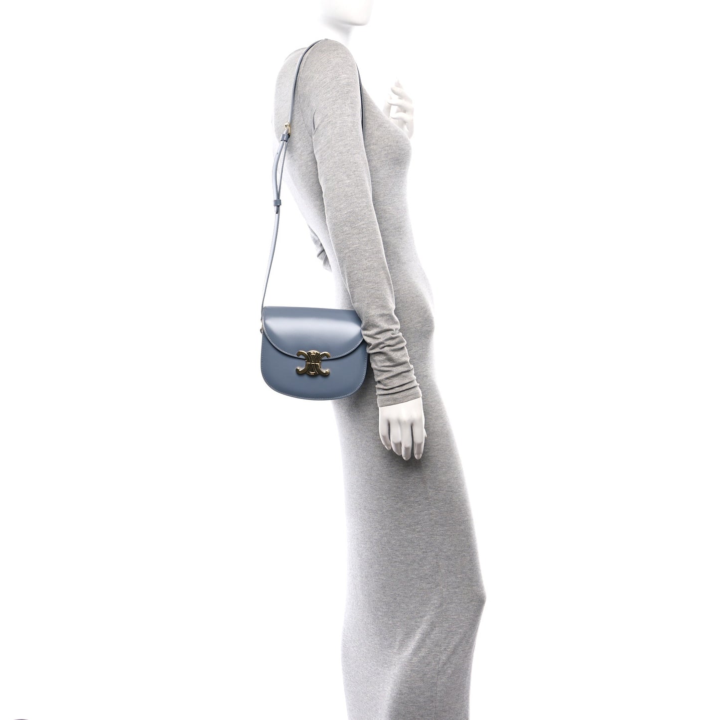 Shiny Calfskin Teen Besace Blue Grey