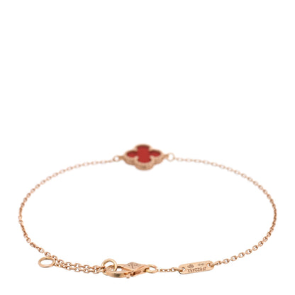 Van Cleef & Arpels 18K Rose Gold Carnelian Sweet Alhambra Bracelet 2 of 4