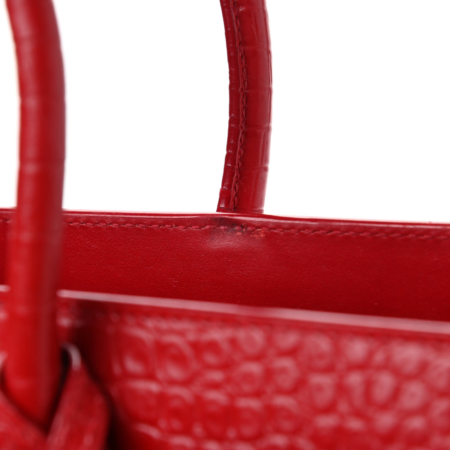 Saint Laurent Calfskin Crocodile Embossed Baby Sac De Jour Red 9 of 19