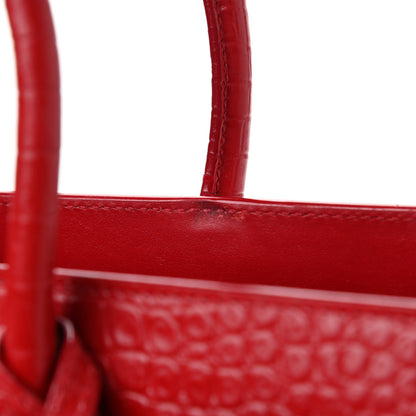 Saint Laurent Calfskin Crocodile Embossed Baby Sac De Jour Red 9 of 19