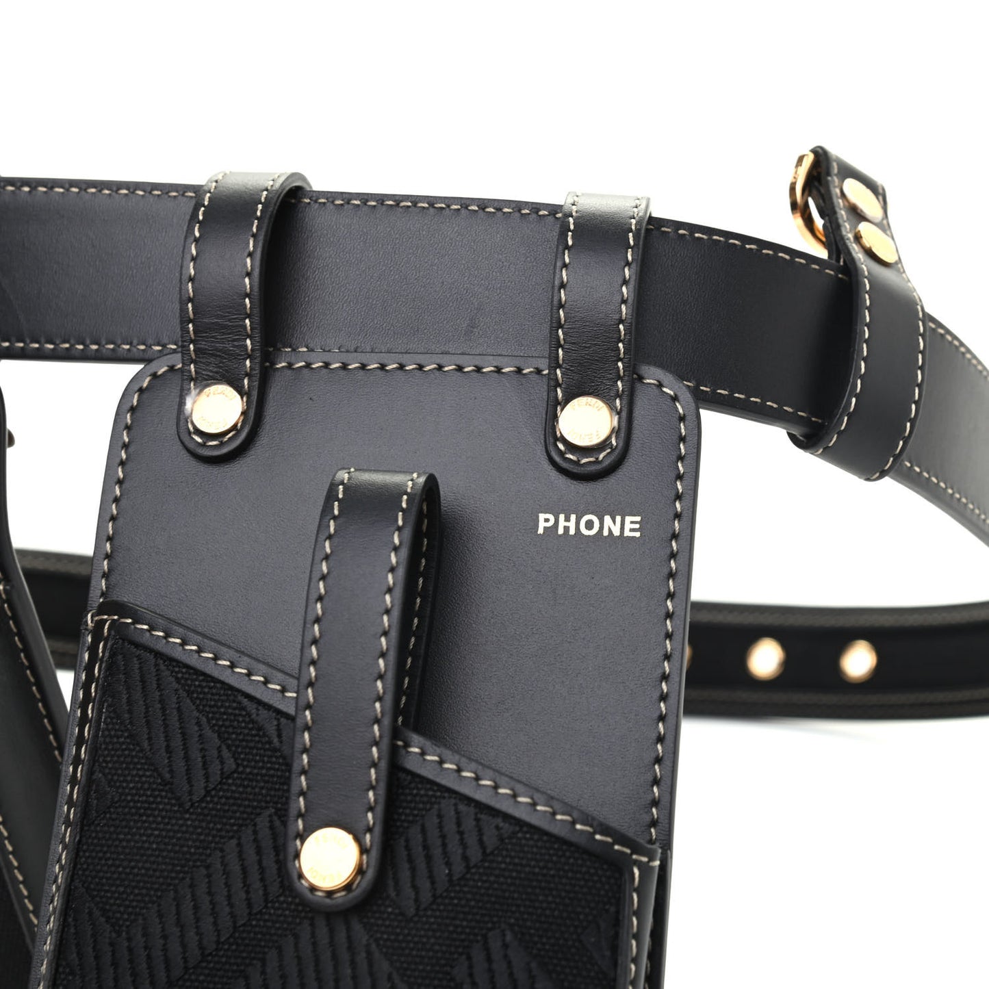 Calfskin Canvas Multi Accessory Belt Black