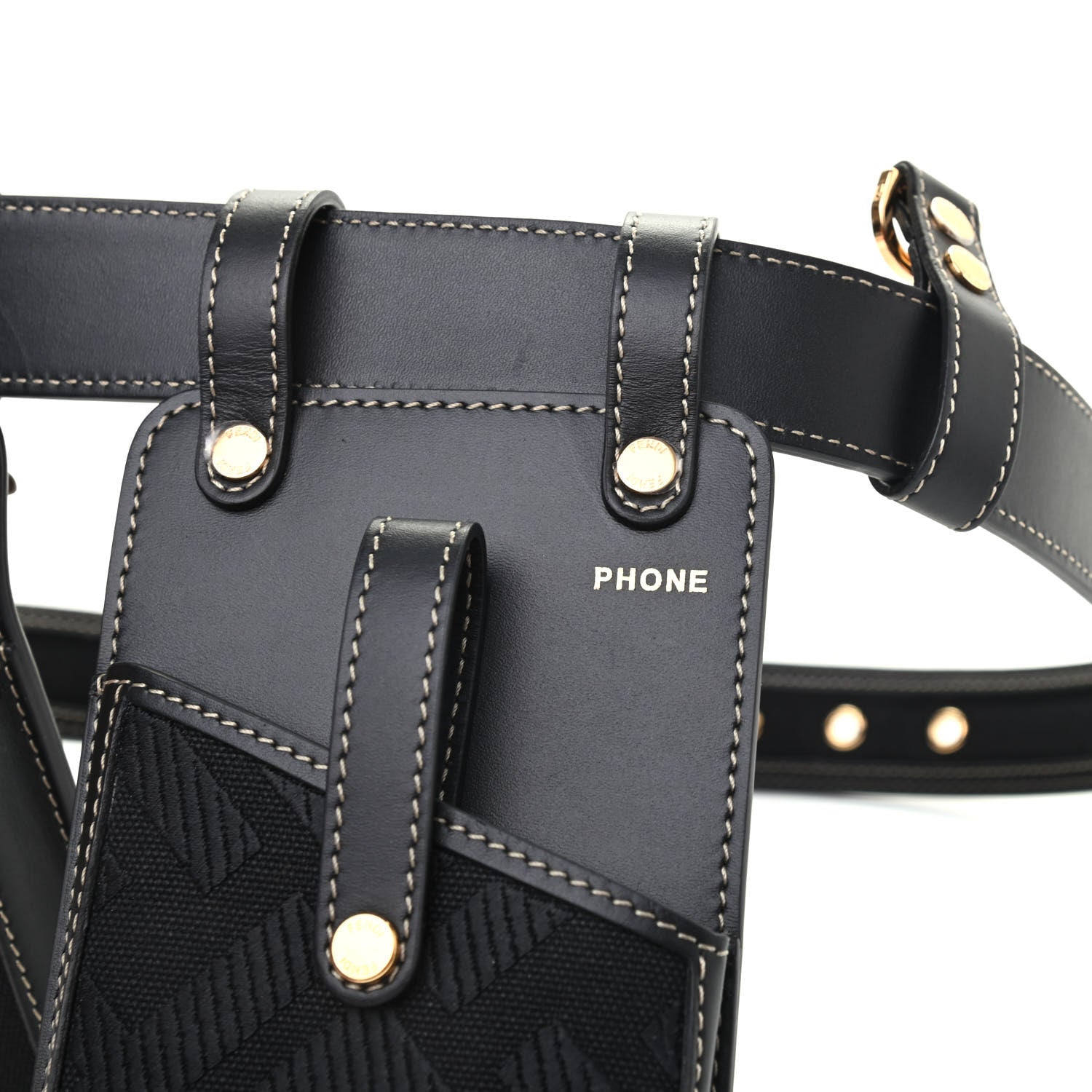 Fendi Calfskin Canvas Multi Accessory Belt Black 5 of 5