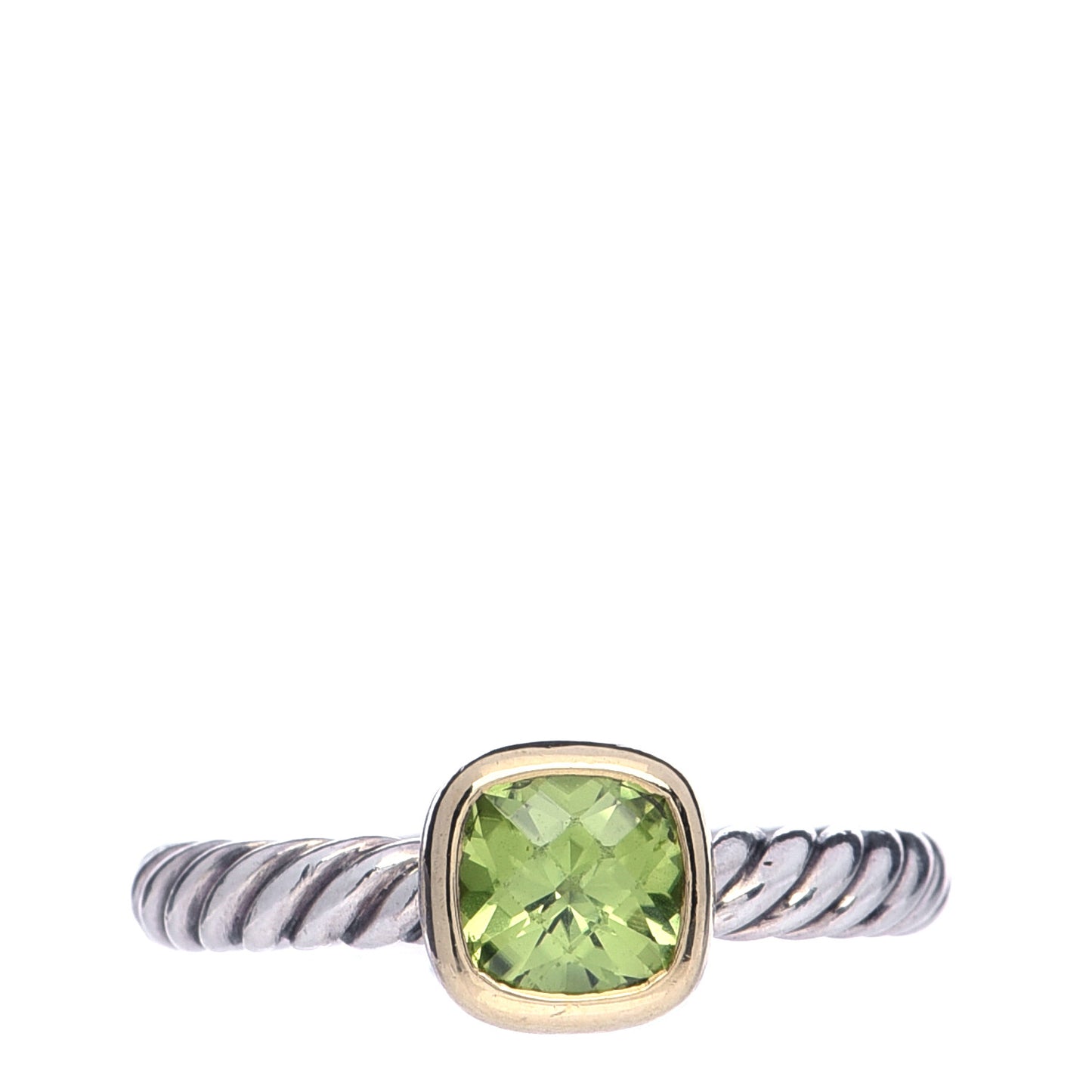 Sterling Silver 18K Yellow Gold Peridot Noblesse Ring 54 7