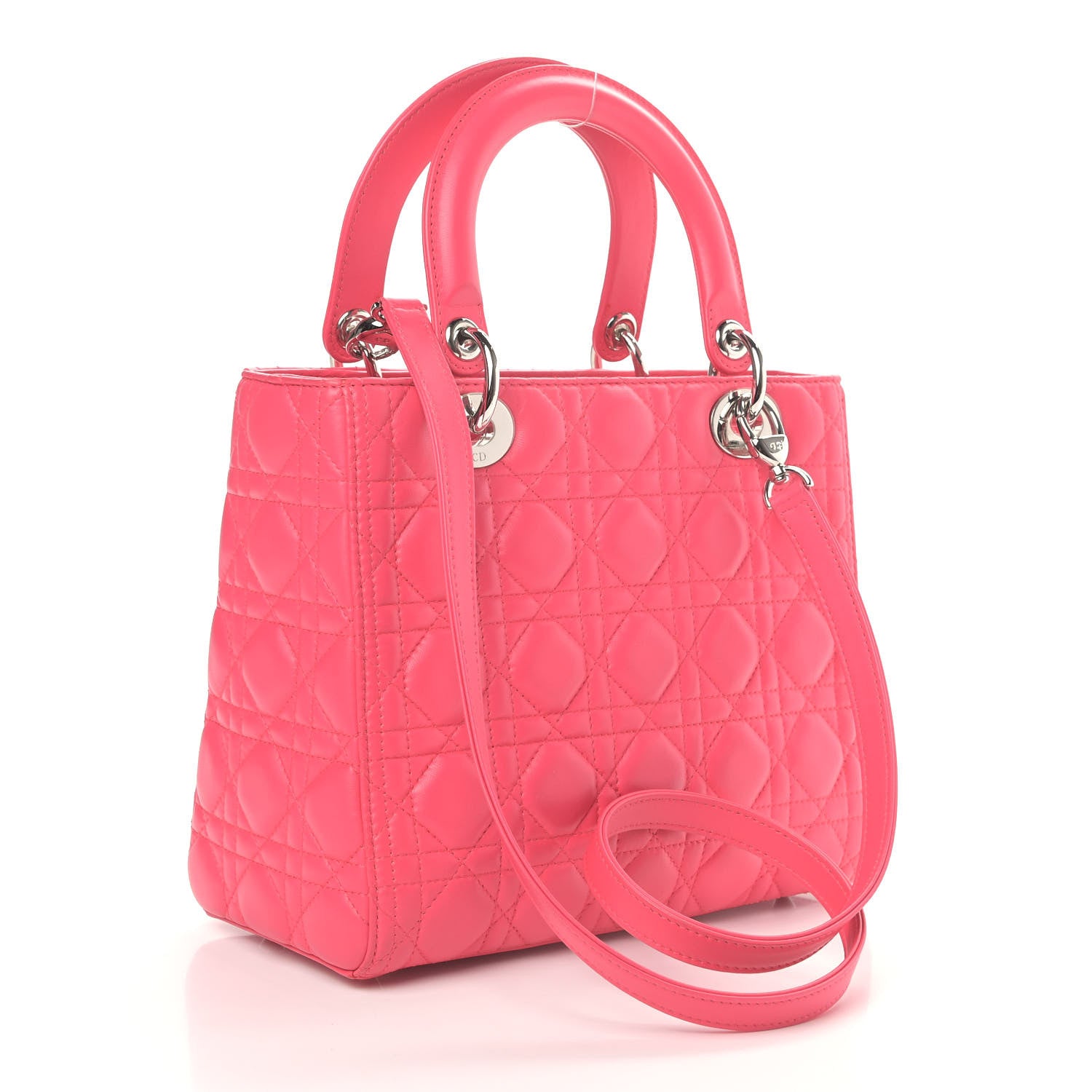 Christian Dior Lambskin Cannage Medium Lady Dior Fuchsia 3 of 9