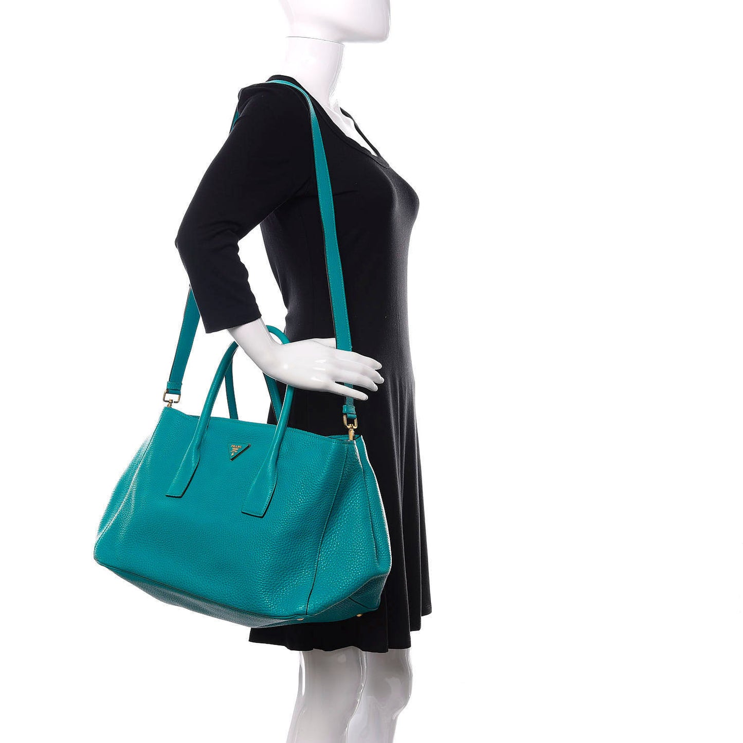 Vitello Daino Shopping Tote Turchese