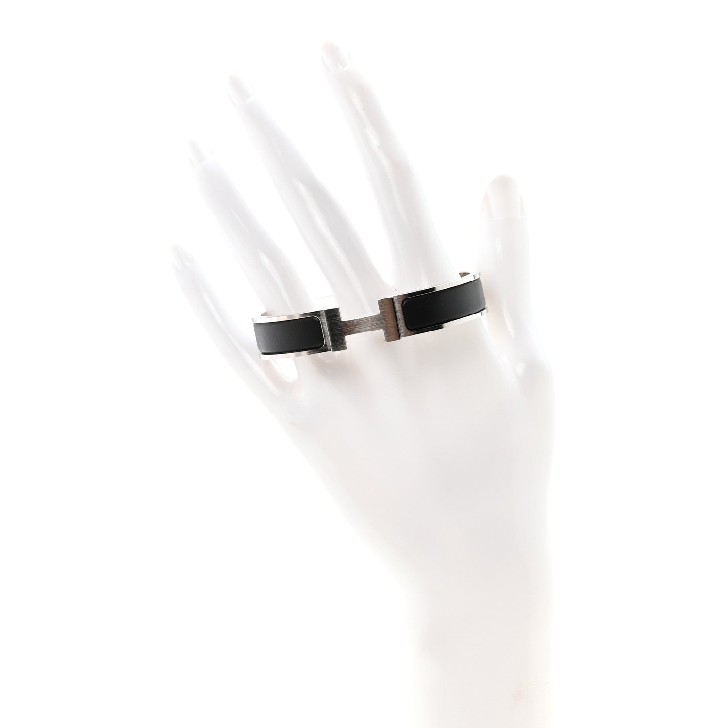 Hermes Matte Enamel Narrow Clic Clac HH Bracelet T4 Black 2 of 5