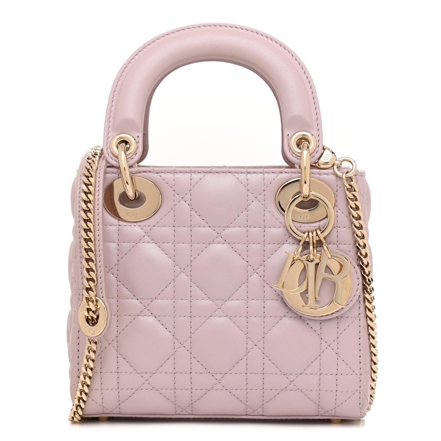 Metallic Lambskin Cannage Mini Lady Dior Lotus