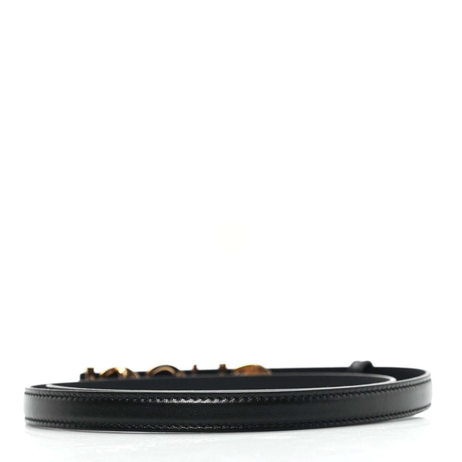 Gucci Plutone Calfskin Gucci Buckle 20mm Thin Belt 75 30 Black 2 of 5