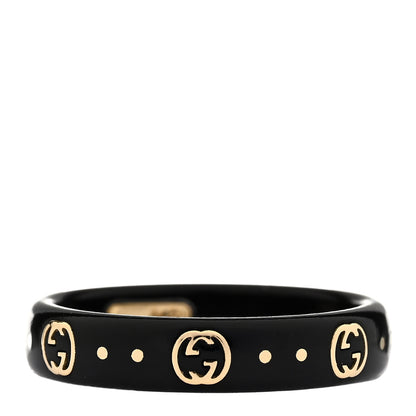 Gucci 18K Yellow Gold Synthetic Corundum Icon Ring 53 6.25 Black 1 of 5
