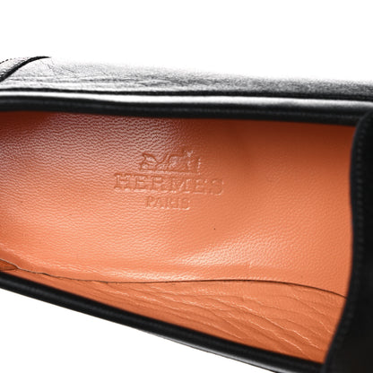 Hermes Goatskin Womens Paris Loafers 38.5 Black 7 of 9