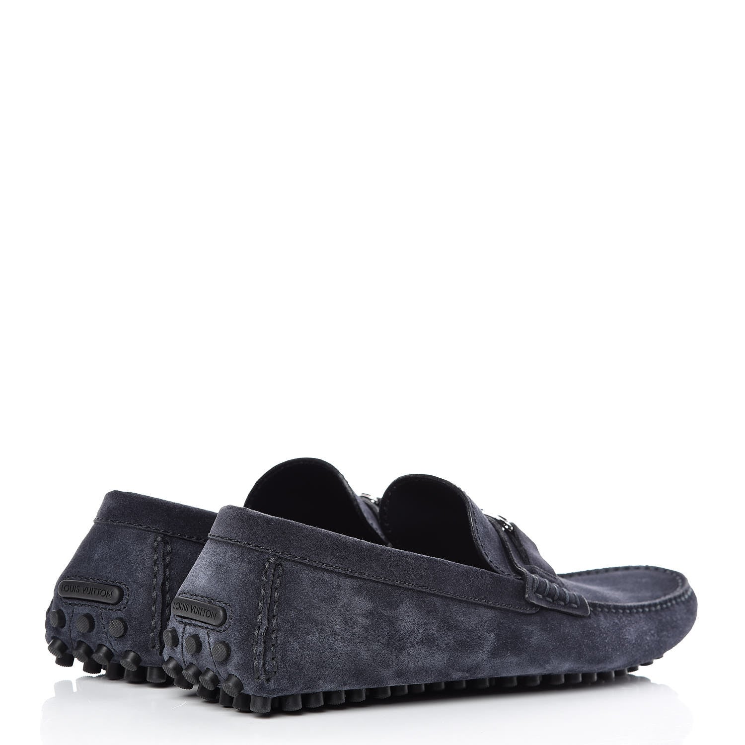 Louis Vuitton Suede Calfskin Mens Hockenheim Moccasin Loafers 9.5 Blue 4 of 10