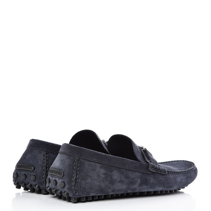 Louis Vuitton Suede Calfskin Mens Hockenheim Moccasin Loafers 9.5 Blue 4 of 10