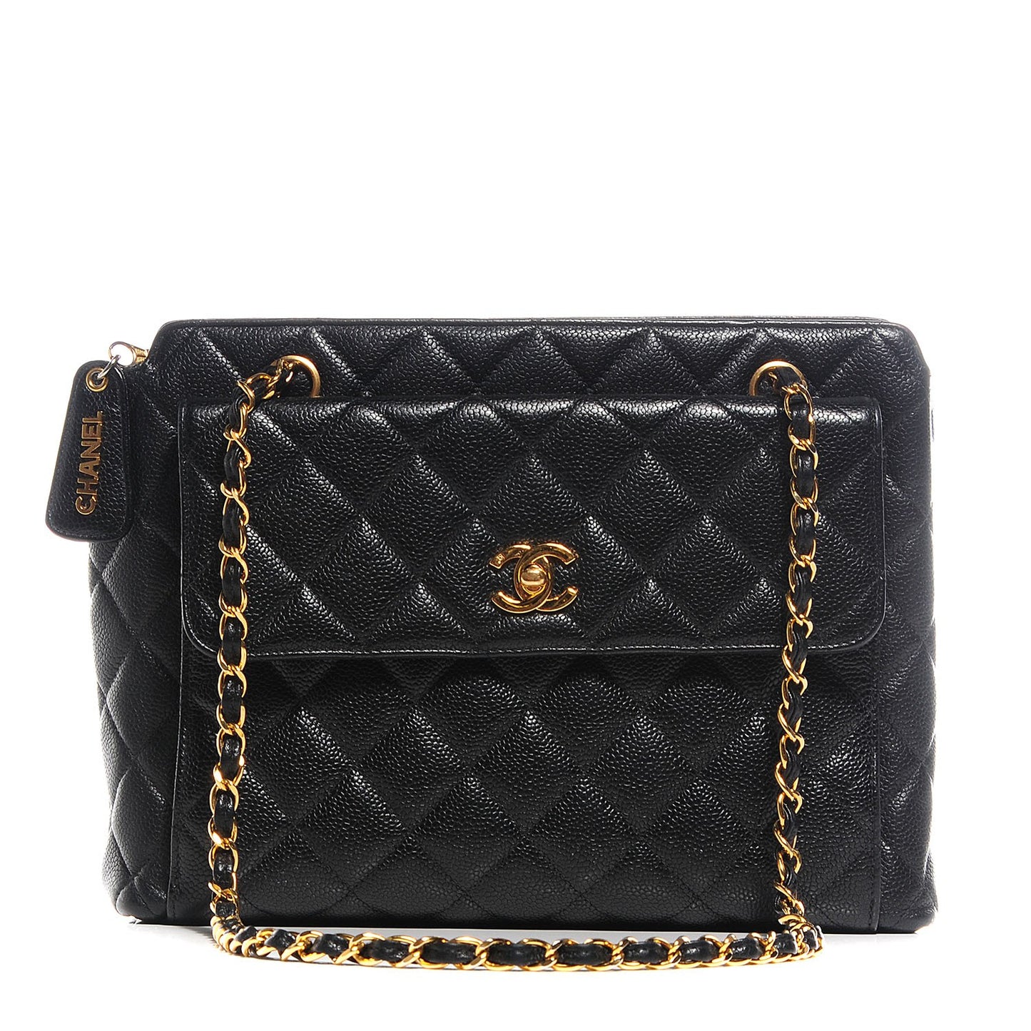 Caviar Quilted Shoulder Bag Black