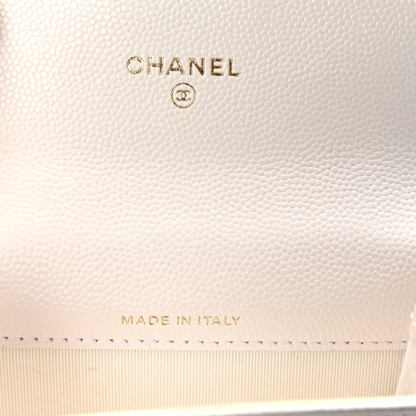 Caviar Quilted Flap Card Holder Wallet White