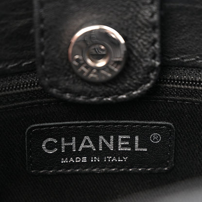 Chanel Washed Calfskin Diamond Stitch Hamptons Shopping Tote Black 6 of 14