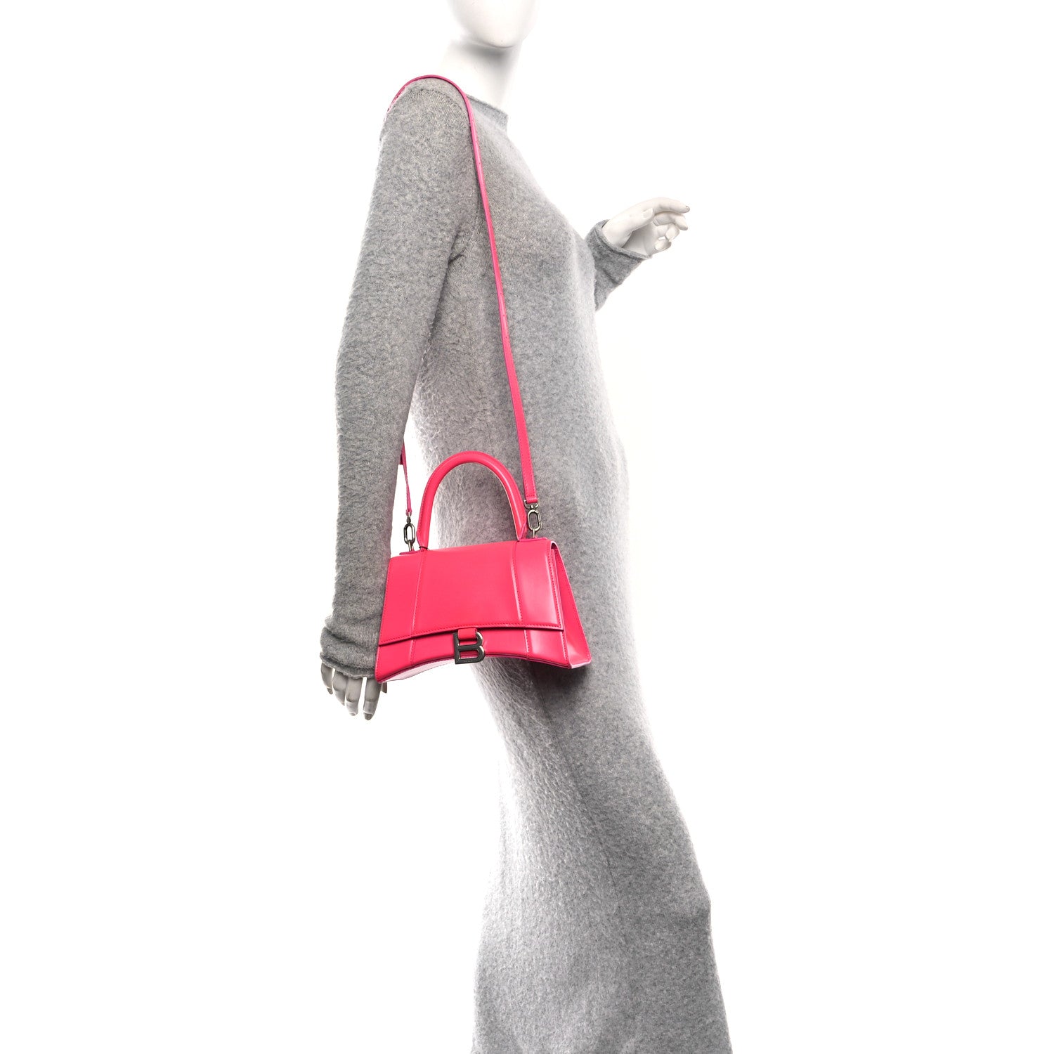 Balenciaga Shiny Box Calfskin Small Hourglass Top Handle Bag Acid Fuchsia 2 of 11